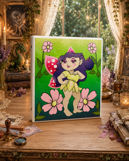Sassy Fairy 3-Ring Binder – Fantasy Land Cartoon School Binder with Cute Fairy Art