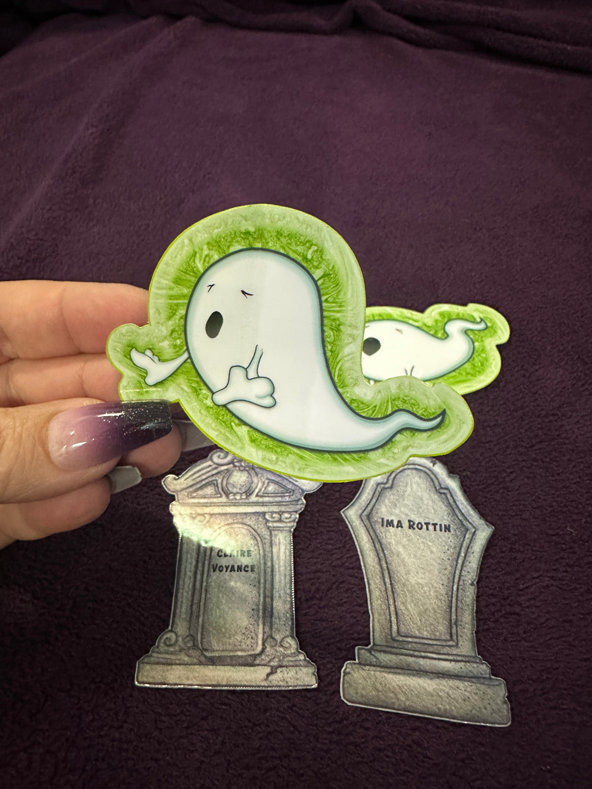 STICKER PACK: Haunted Graveyard Ghosts and Tombstones of Claire Voyance and Ima Rottin | 4-Pack