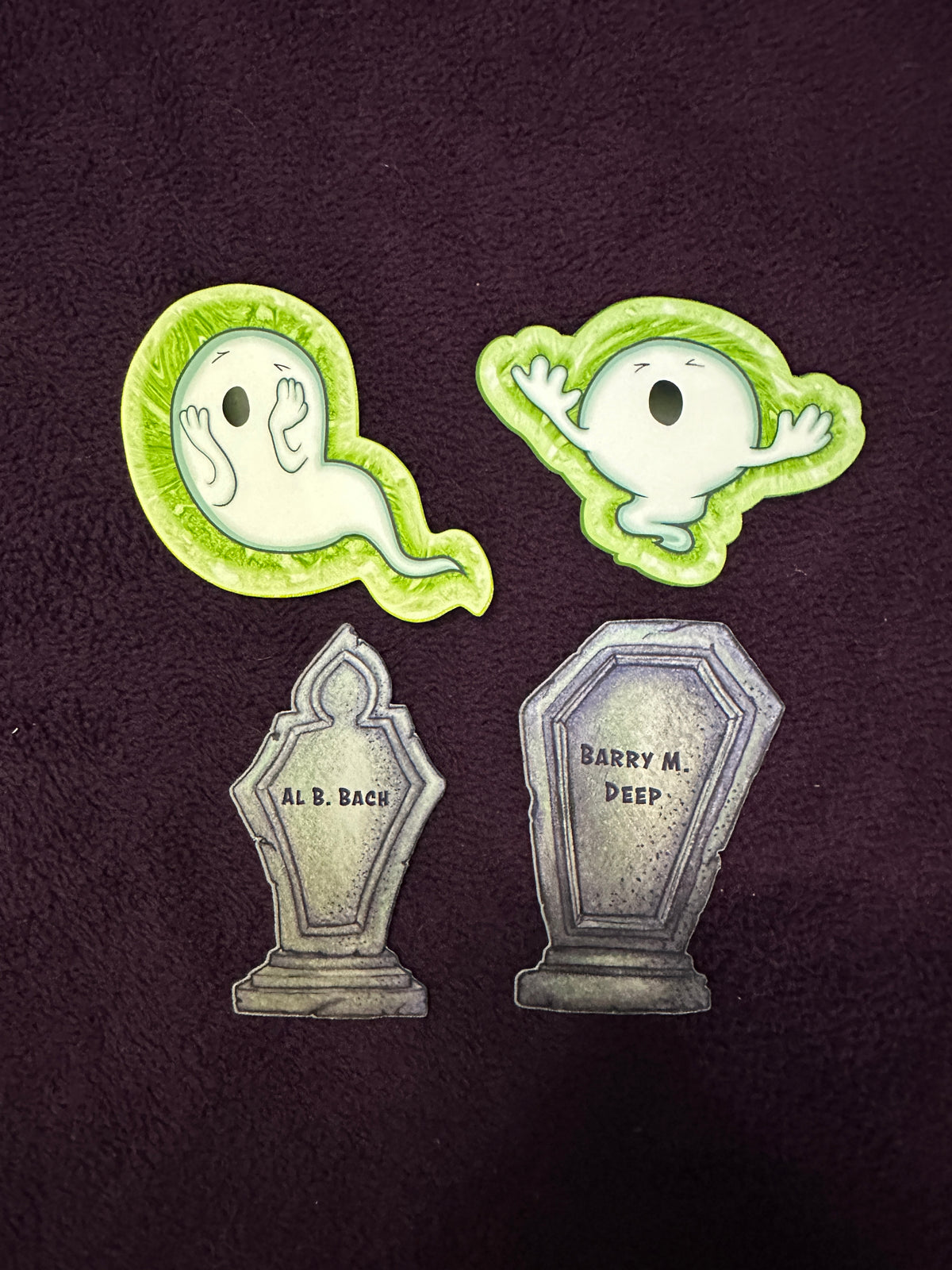 STICKER PACK: Haunted Graveyard Ghosts and Tombstones of Barry M. Deep and Al B. Bach | 4-Pack