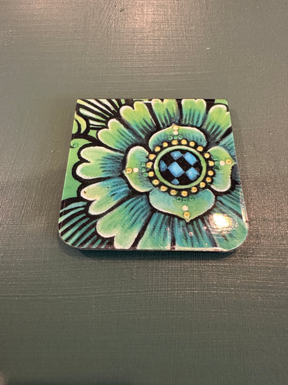 MAGNETIC BOOKMARK: 'Green Mehndi Flower' Fine Art Painting