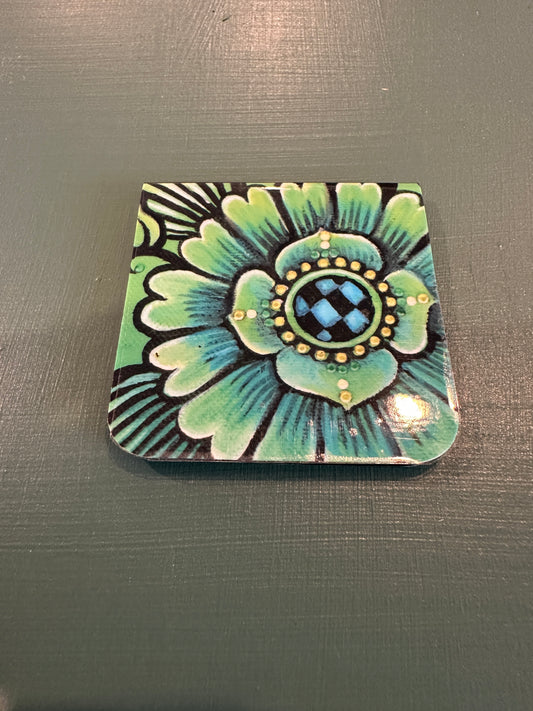 MAGNETIC BOOKMARK: 'Green Mehndi Flower' Fine Art Painting