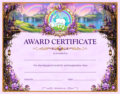 Fantasy Land Printable Reward Certificate | Kids Award Certificate Digital Download