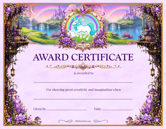 Fantasy Land Reward Certificate Pad | Kids Award Certificates