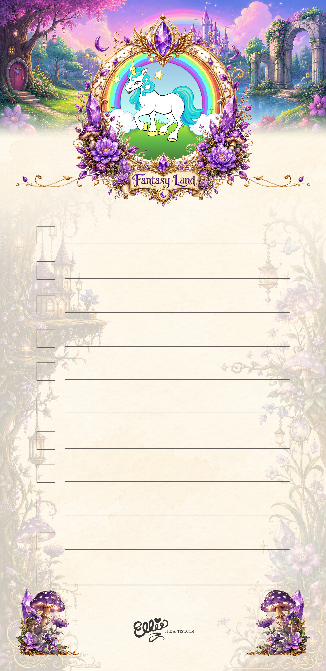 Magical Unicorn magnetic notepad from the Fantasy Land Collection