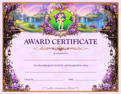 Fantasy Land Printable Reward Certificate | Kids Award Certificate Digital Download
