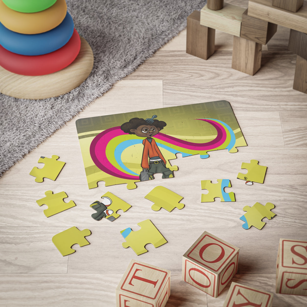 HIP HOP GUY Cartoon Kids Puzzle (30 Piece) - Fun Learning Activity Gift for Kids