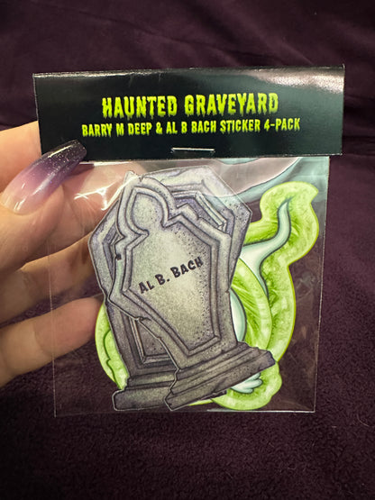 STICKER PACK: Haunted Graveyard Ghosts and Tombstones of Barry M. Deep and Al B. Bach | 4-Pack