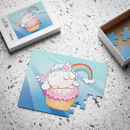 Angel Bunny on a Cupcake Cartoon Kids Puzzle (30 Piece) - Fun Learning Activity Gift for Kids