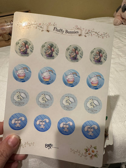 Fluffy Bunnies Cartoon Sticker Sheet