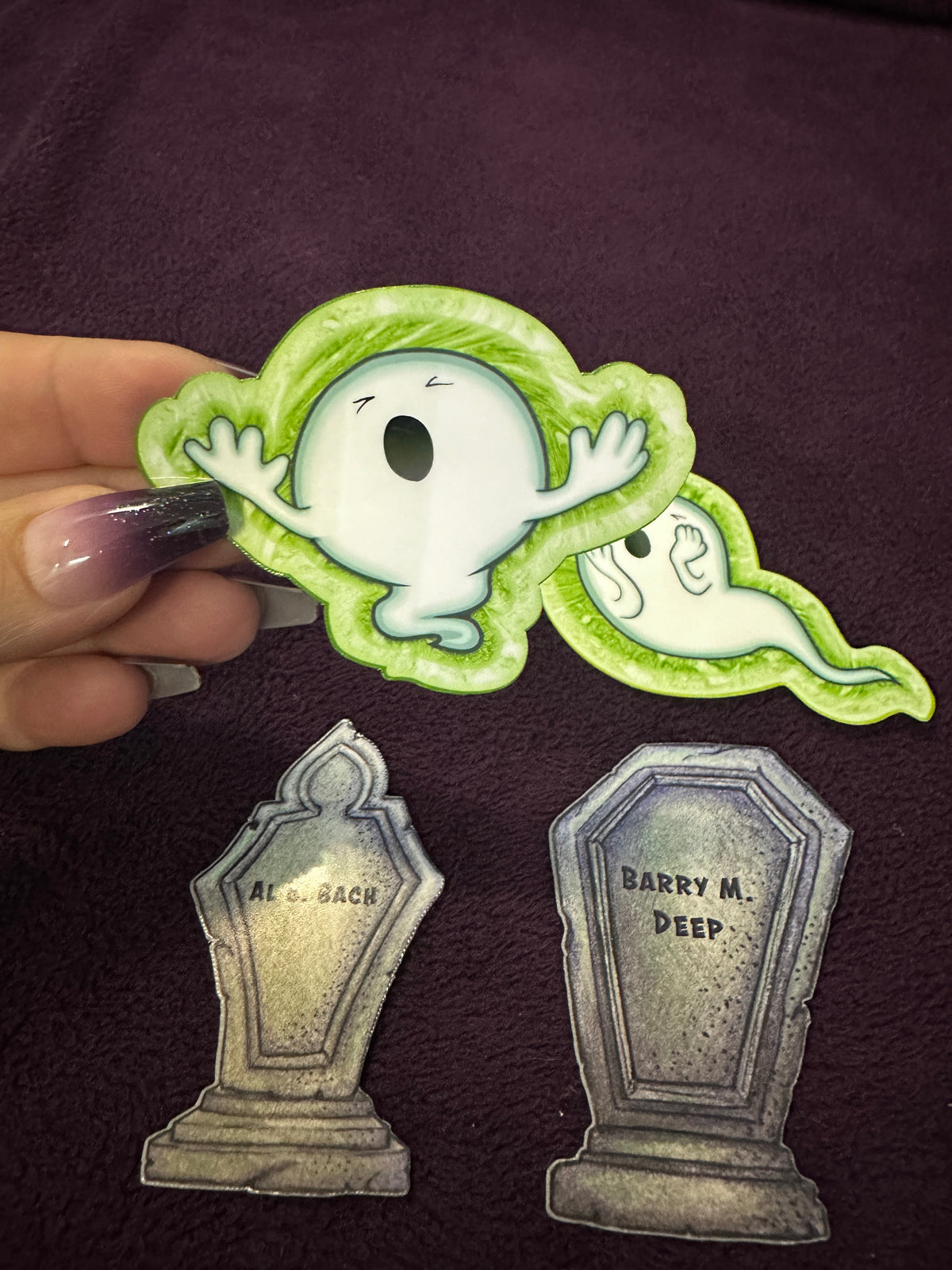 STICKER PACK: Haunted Graveyard Ghosts and Tombstones of Barry M. Deep and Al B. Bach | 4-Pack