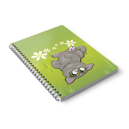 CUDDLY KITTEN Cartoon Notebook – 150 lined pages A5 Wirobound Softcover