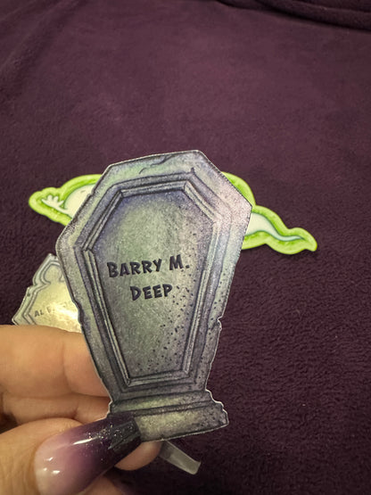 STICKER PACK: Haunted Graveyard Ghosts and Tombstones of Barry M. Deep and Al B. Bach | 4-Pack