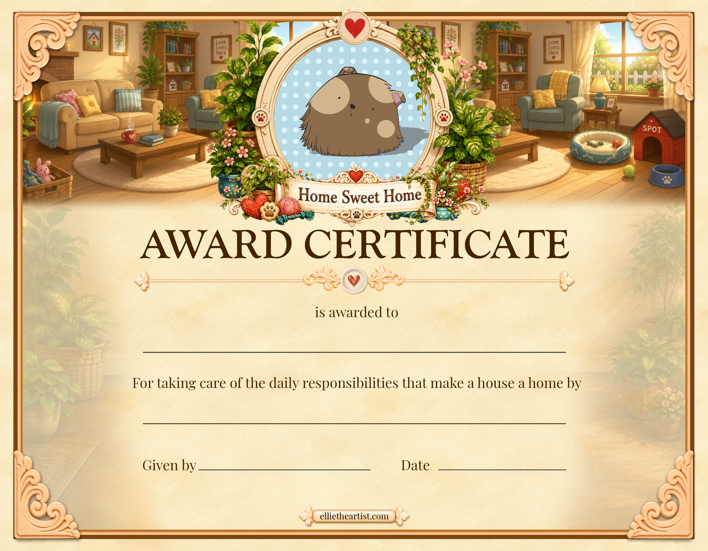 Home Sweet Home Reward Certificate Pad | Kids Award Certificates