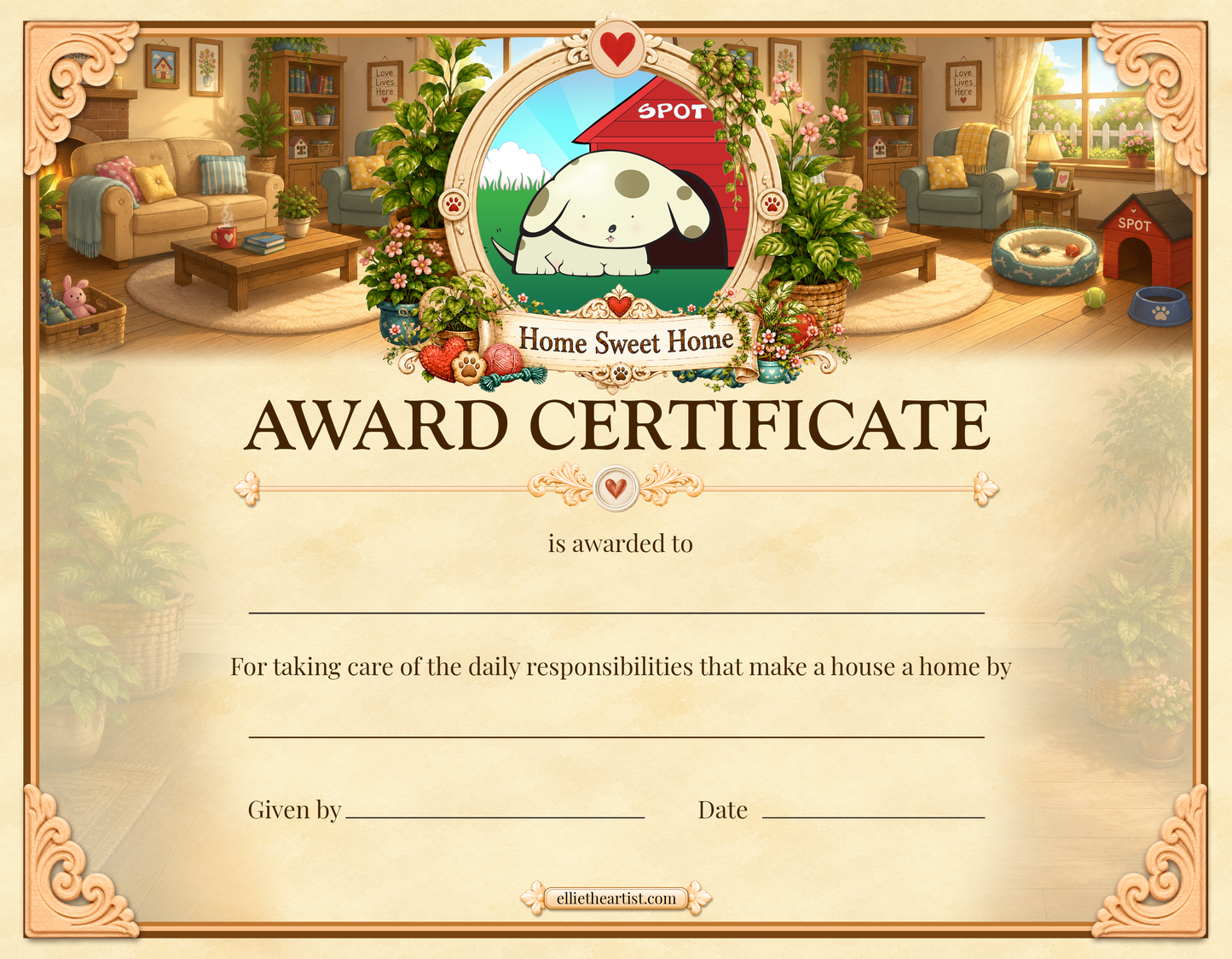 Home Sweet Home Reward Certificate Pad | Kids Award Certificates