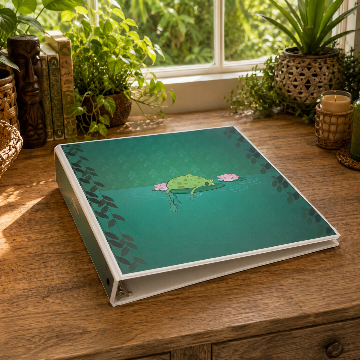 Frog on a Lilypad 3-Ring Binder – Cute Jungle Swamp School Binder