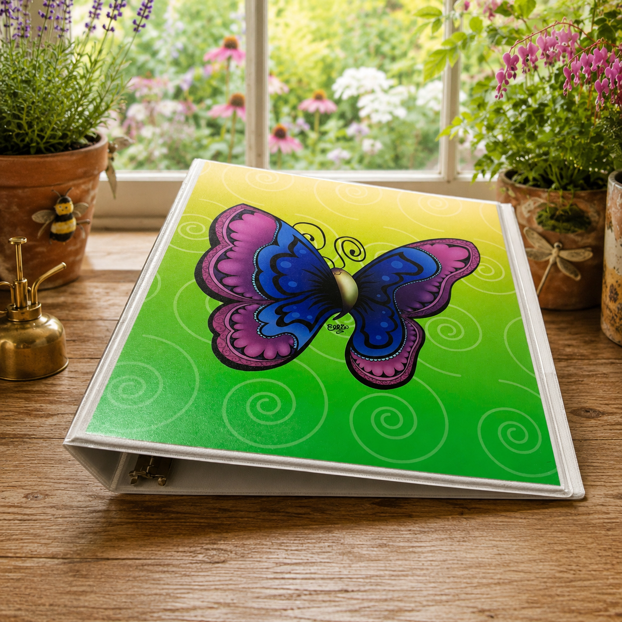 Joyful Butterfly 3-Ring Binder – Cute Garden Bug School Binder