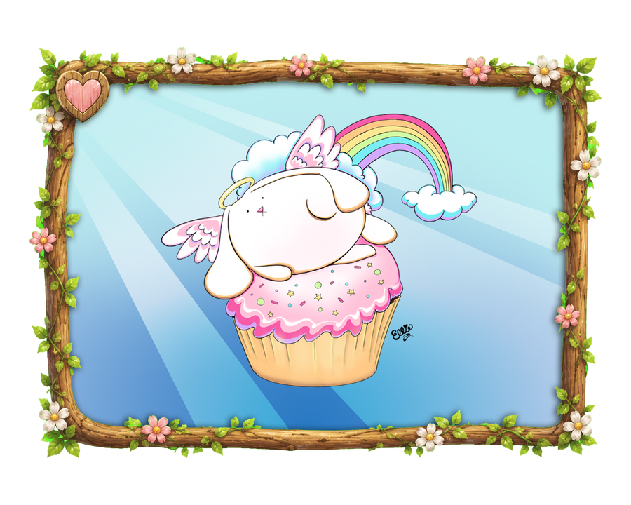 Angel Bunny Riding a Cupcake