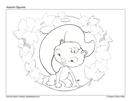 FREE Autumn Squirrel Coloring Page (Digital Download)