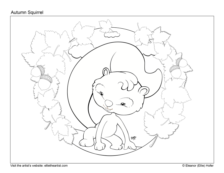 FREE Autumn Squirrel Coloring Page (Digital Download)