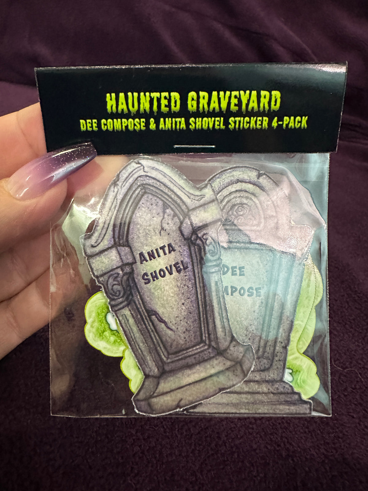 STICKER PACK: Haunted Graveyard Ghosts and Tombstones of Dee Compose and Anita Shovel | 4-Pack