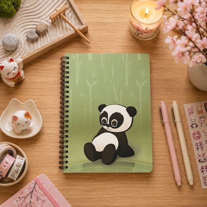 BABY PANDA Cartoon Notebook – 150 lined pages A5 Wirobound Softcover
