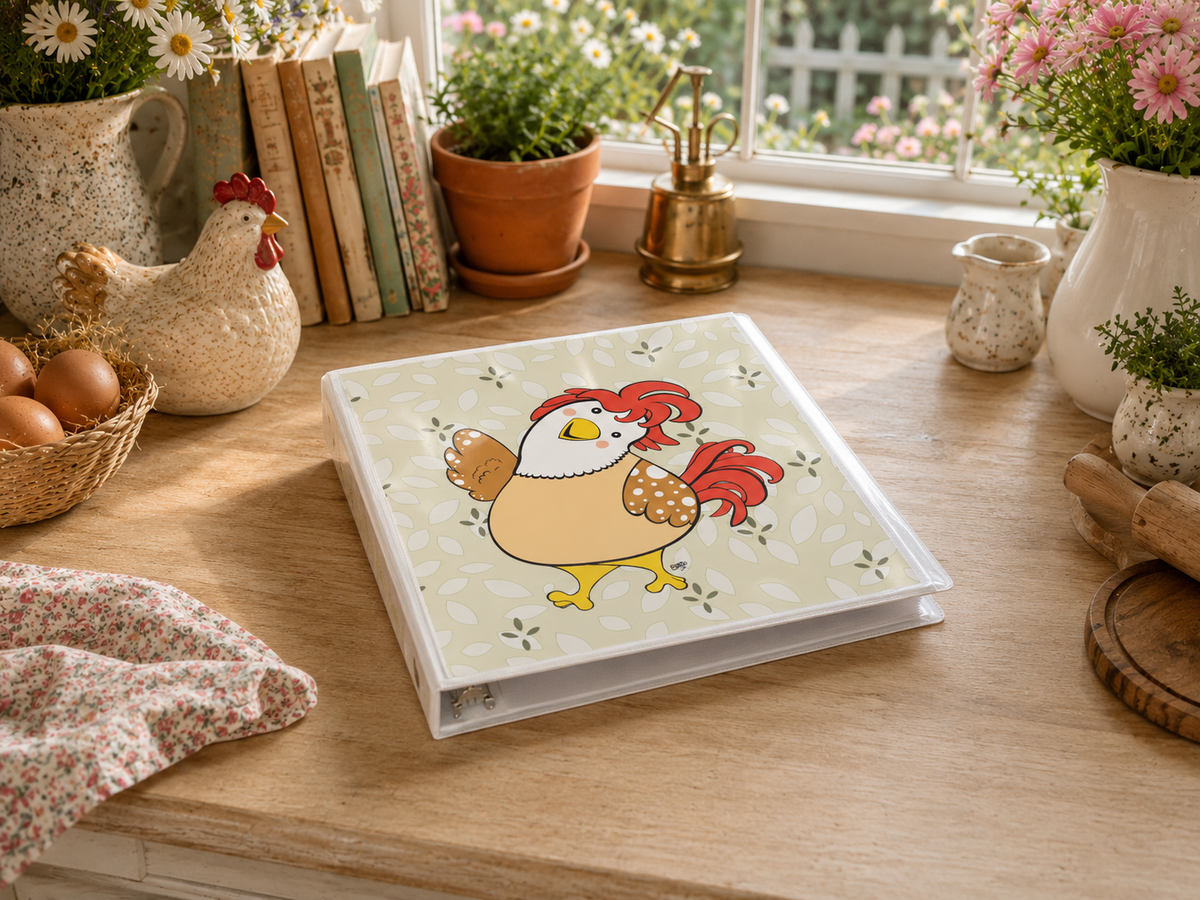 Friendly Chicken 3-Ring Binder – Cute Farmhouse School Binder