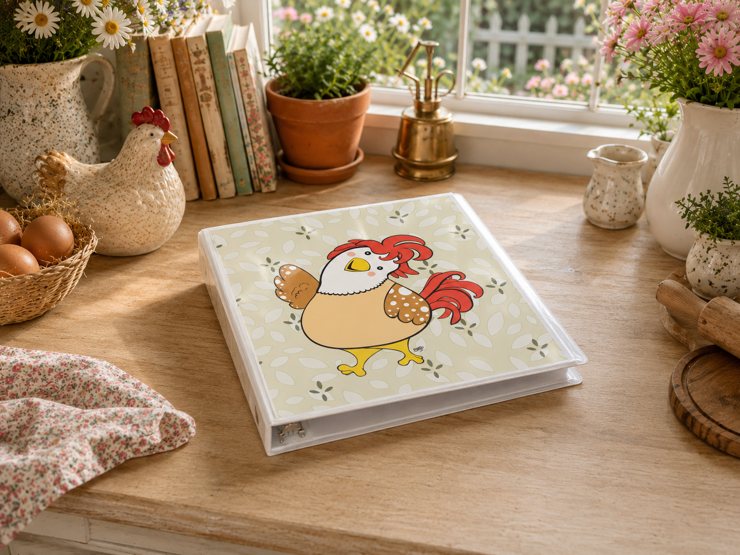 Friendly Chicken 3-Ring Binder – Cute Farmhouse School Binder
