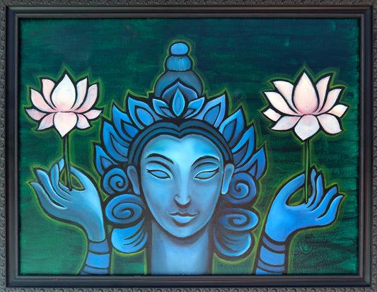 'Buddha and the Lotuses' Fine Art Painting