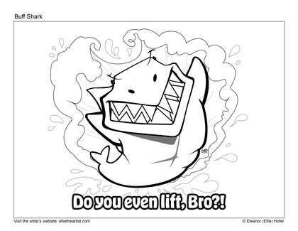 FREE Buff Shark Coloring Page (Digital Download)