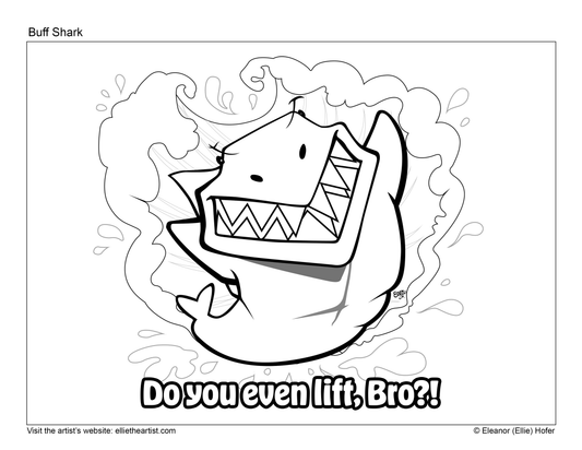 FREE Buff Shark Coloring Page (Digital Download)