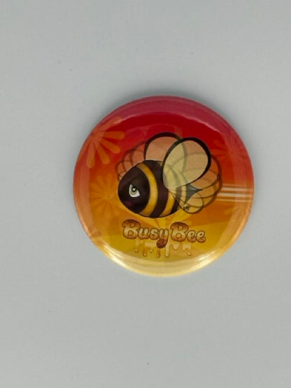 Busy Bee Round Refrigerator Magnet | Cute Cartoon Character Magnet | 2.25 Inch Fridge Magnet
