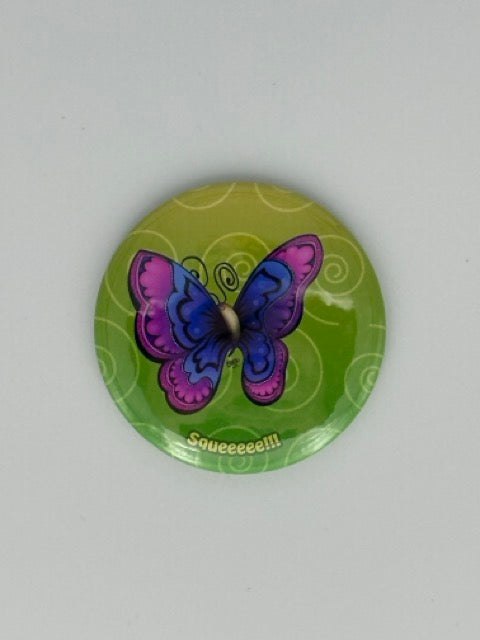 Joyful Butterfly Round Refrigerator Magnet | Cute Cartoon Character Magnet | 2.25 Inch Fridge Magnet