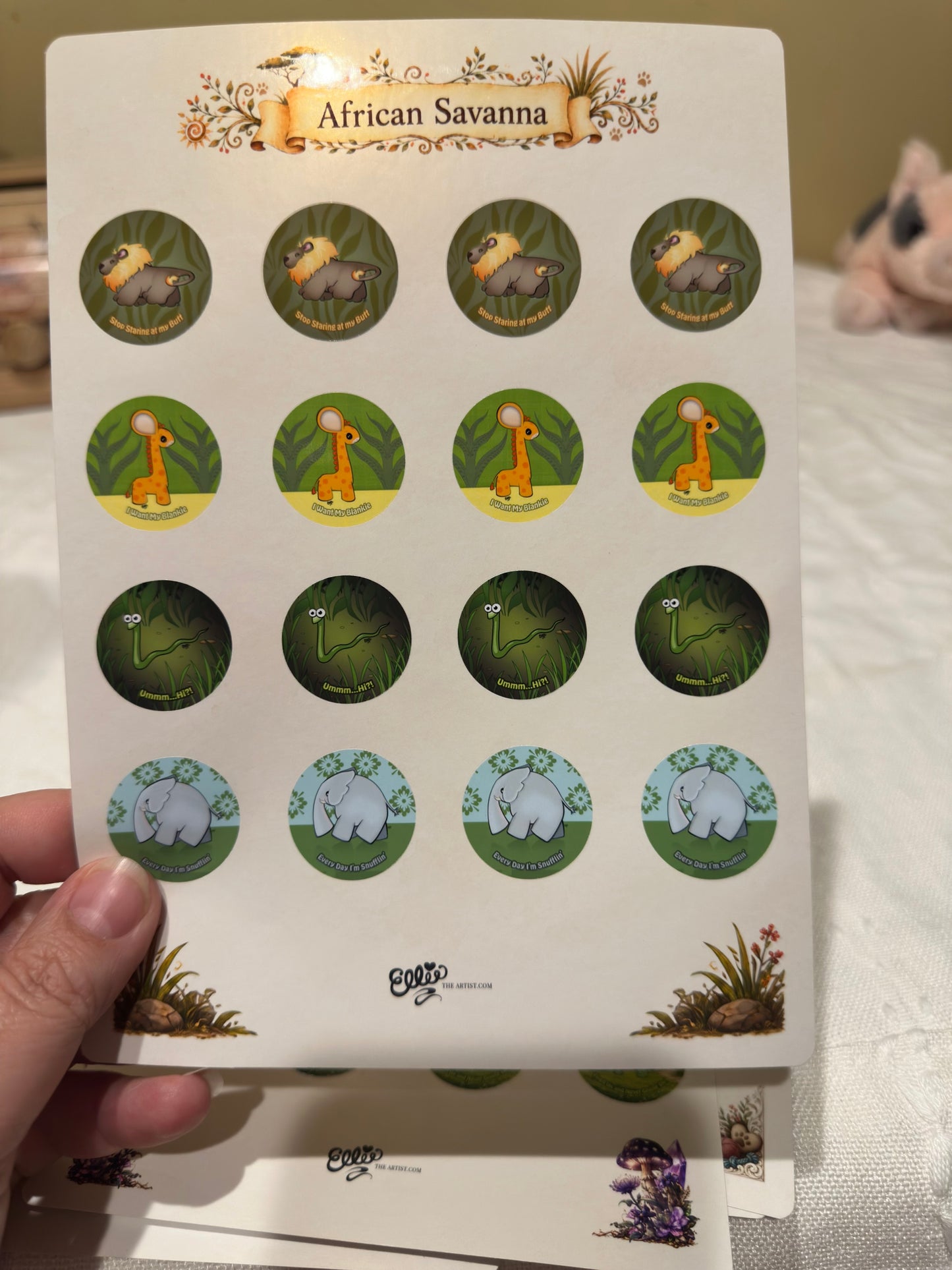 African Savanna Cartoon Sticker Sheet