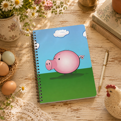 MOOGY THE PIG Cartoon Notebook – 150 Lined Pages A5 Wirobound Softcover
