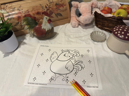 FREE Friendly Chicken Coloring Page (Digital Download)
