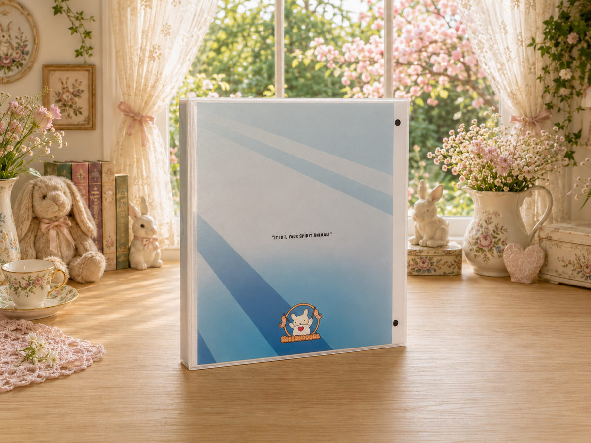 Angel Bunny 3-Ring Binder – Cute Cupcake Bunny School Binder with Rainbow Art
