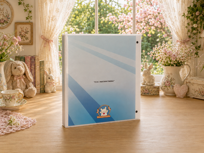 Angel Bunny 3-Ring Binder – Cute Cupcake Bunny School Binder with Rainbow Art
