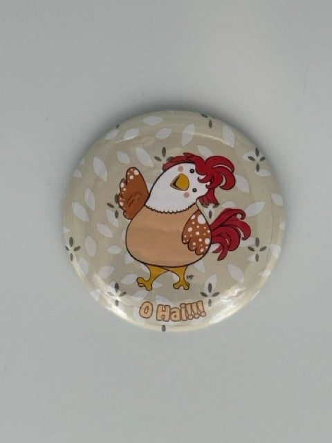 Friendly Chicken Round Refrigerator Magnet | Cute Cartoon Character Magnet | 2.25 Inch Fridge Magnet