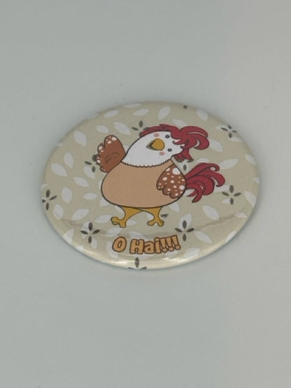 Friendly Chicken Round Refrigerator Magnet | Cute Cartoon Character Magnet | 2.25 Inch Fridge Magnet