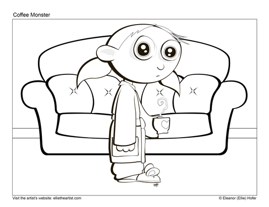 FREE Coffee Monster Coloring Page (Digital Download)