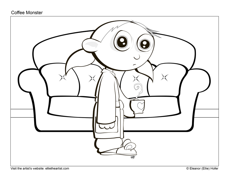 FREE Coffee Monster Coloring Page (Digital Download)