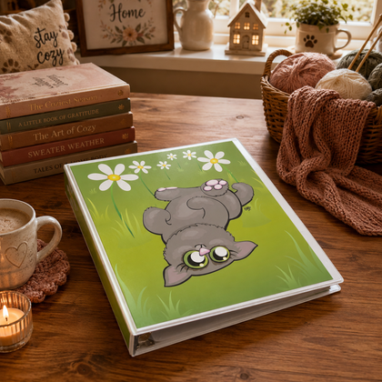 Cuddly Kitten 3-Ring Binder - Cute Cartoon Cat School Binder - Home Sweet Home Cartoon Art Binder