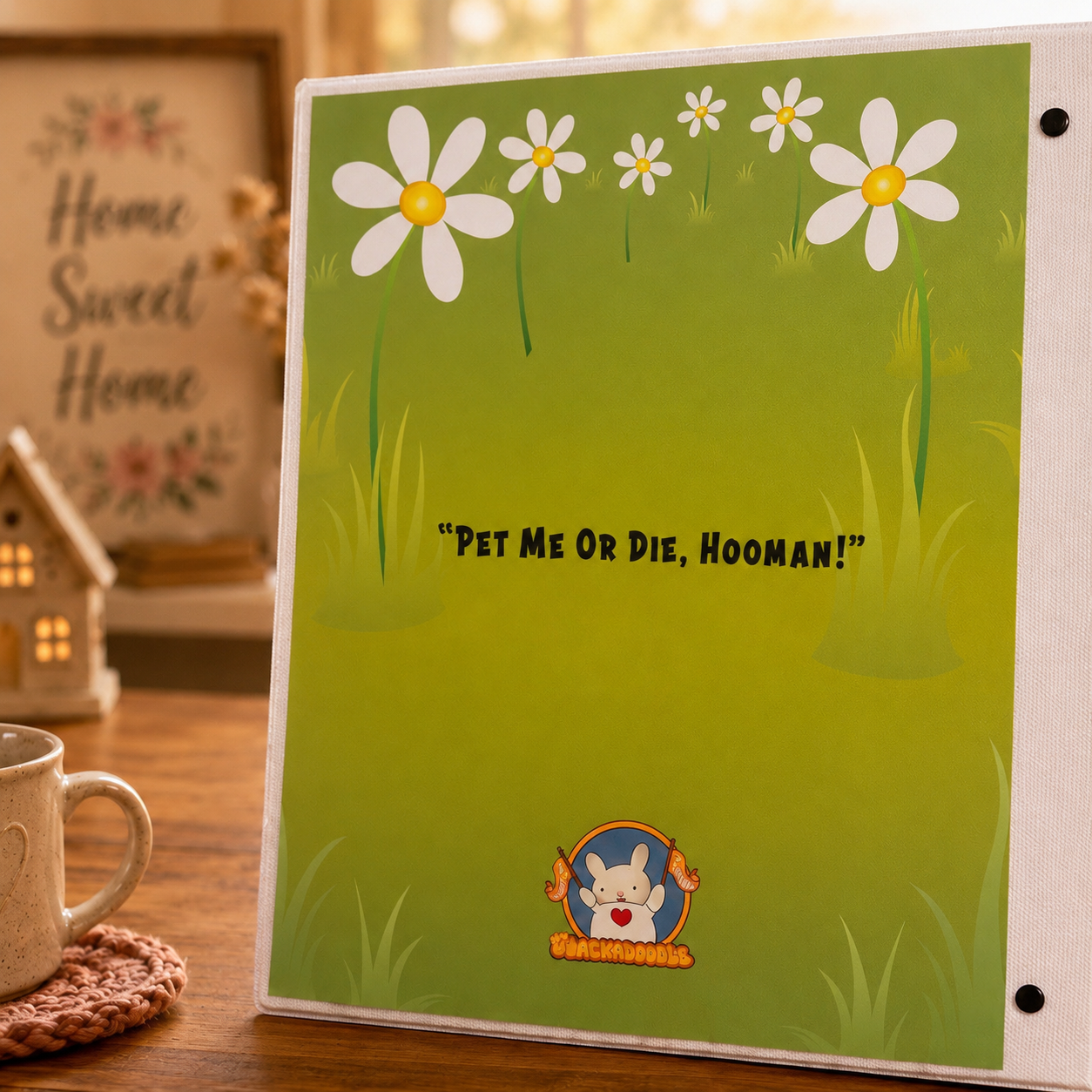 Cuddly Kitten 3-Ring Binder - Cute Cartoon Cat School Binder - Home Sweet Home Cartoon Art Binder