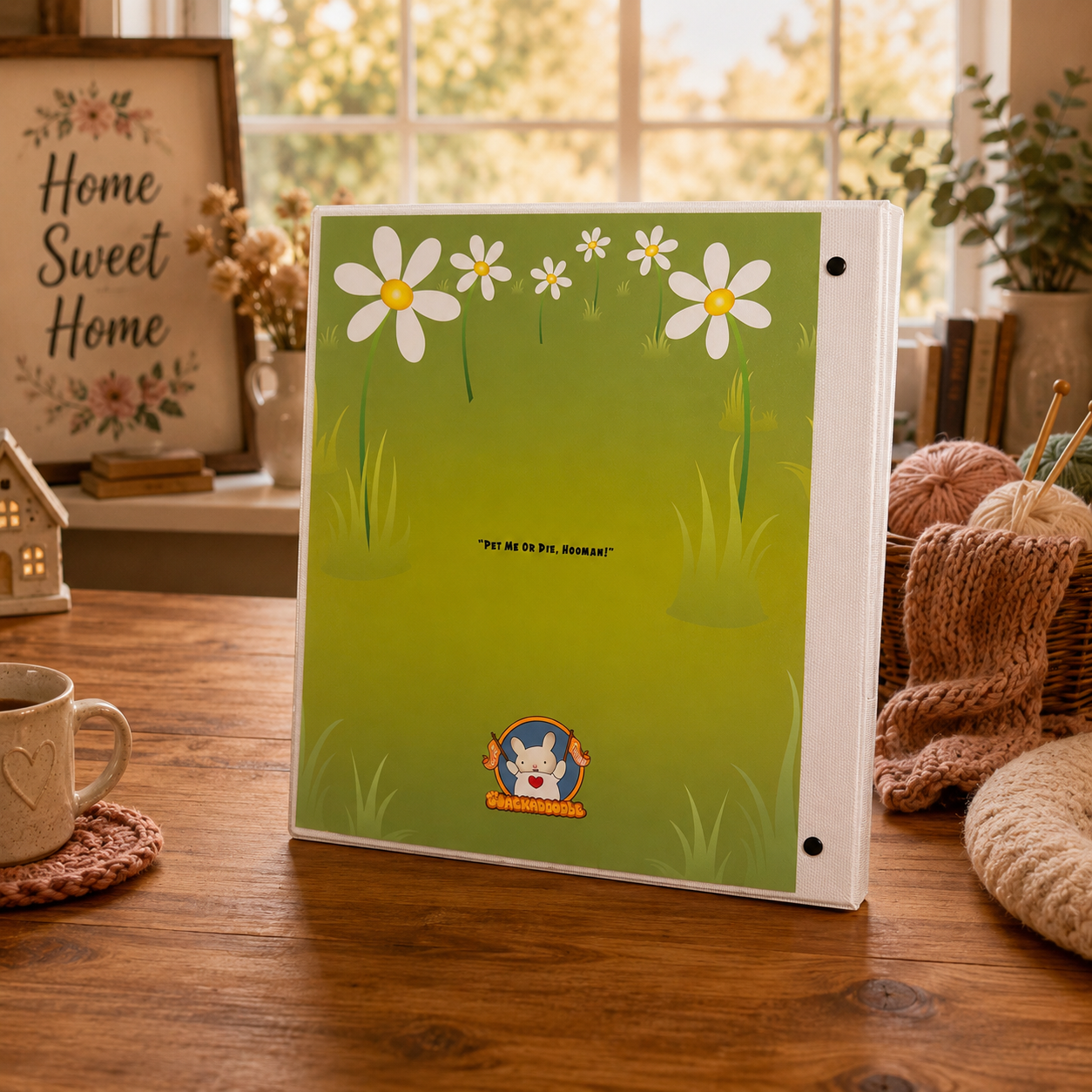 Cuddly Kitten 3-Ring Binder - Cute Cartoon Cat School Binder - Home Sweet Home Cartoon Art Binder