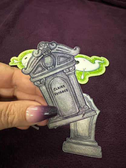 STICKER PACK: Haunted Graveyard Ghosts and Tombstones of Claire Voyance and Ima Rottin | 4-Pack