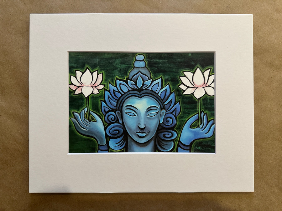 FINE ART PRINT: ‘Buddha and the Lotuses’ Fine Art Print in White Matte (8x10, 11x14, 16x20)