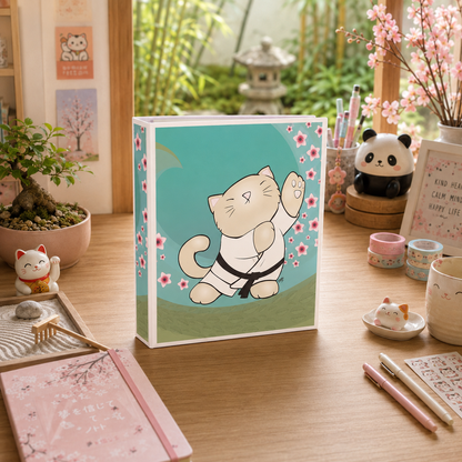 TAI CHI KITTY Cartoon Art 3-Ring Binder