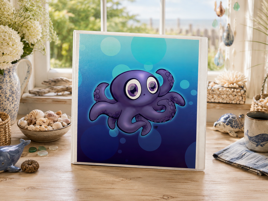 Shy Baby Octopus 3-Ring Binder – Cute Ocean School Binder