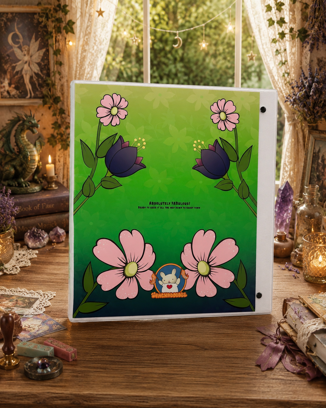 Sassy Fairy 3-Ring Binder – Fantasy Land Cartoon School Binder with Cute Fairy Art