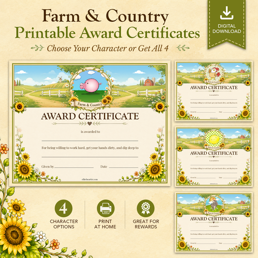 Farm & Country Printable Reward Certificate | Kids Award Certificate Digital Download